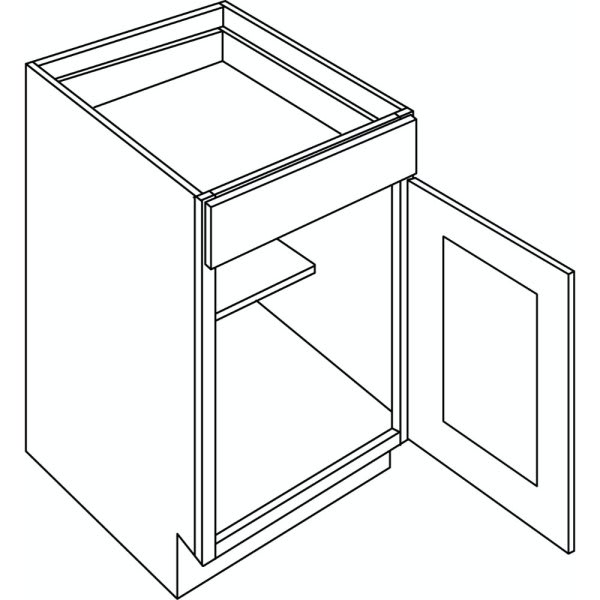 Cnc Cabinetry 15" W 1 Door Base Cabinet (R), Country Oak