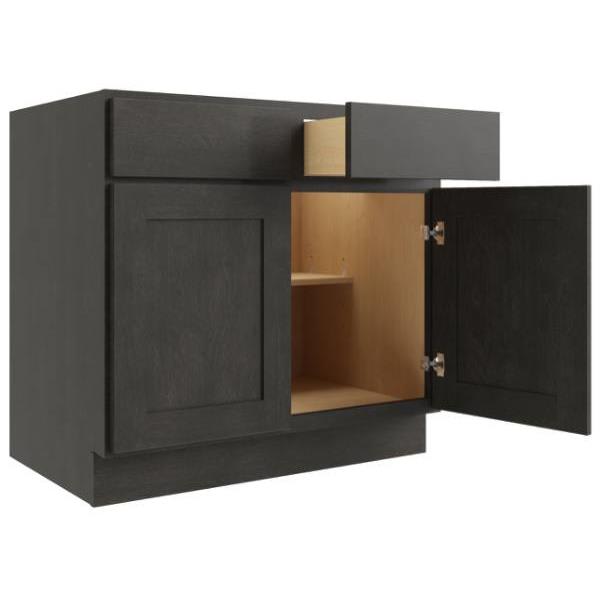 Cnc Cabinetry 36" W 2 Drawer 2 Door Base Cabinet, Luxor Smoky Grey