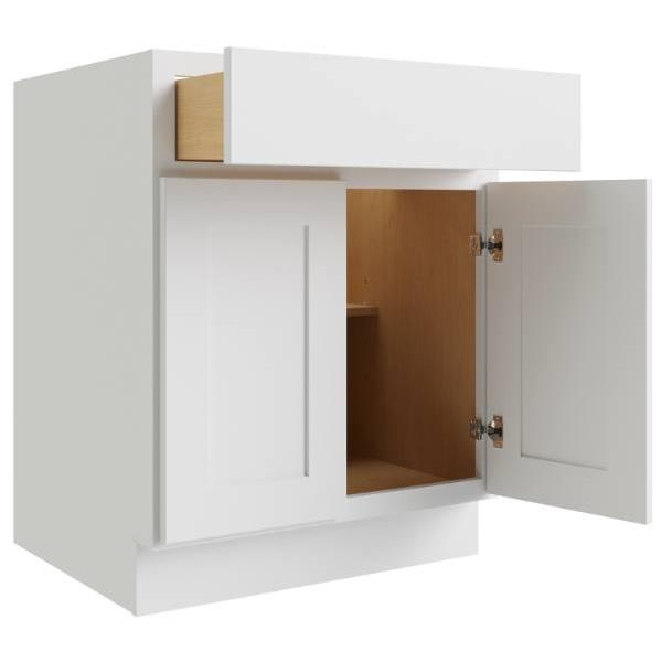 Cnc Cabinetry 24" W 1 Drawer 2 Door Base Cabinet, Luxor White
