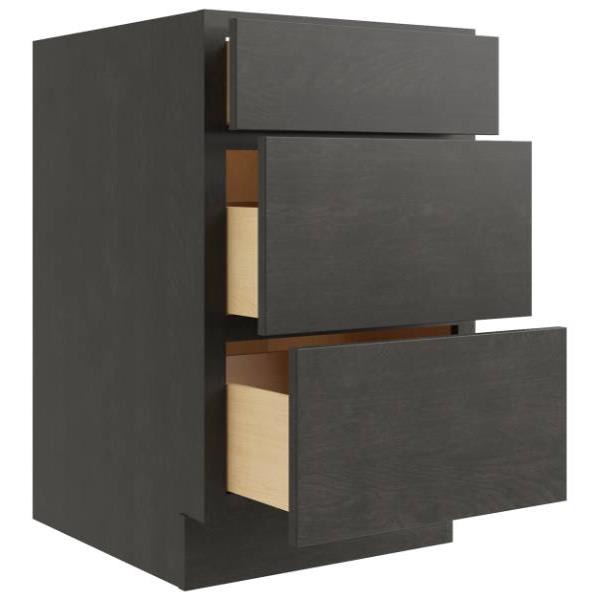 Cnc Cabinetry 18" W 3 Drawer Base Cabinet, Luxor Smoky Grey