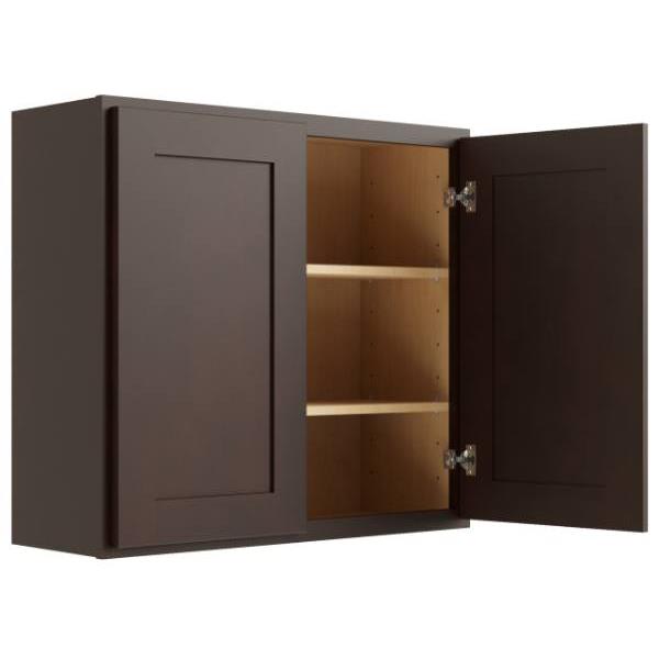 Cnc Cabinetry 27" W X 30" H 2 Door Wall Cabinet, Luxor Espresso