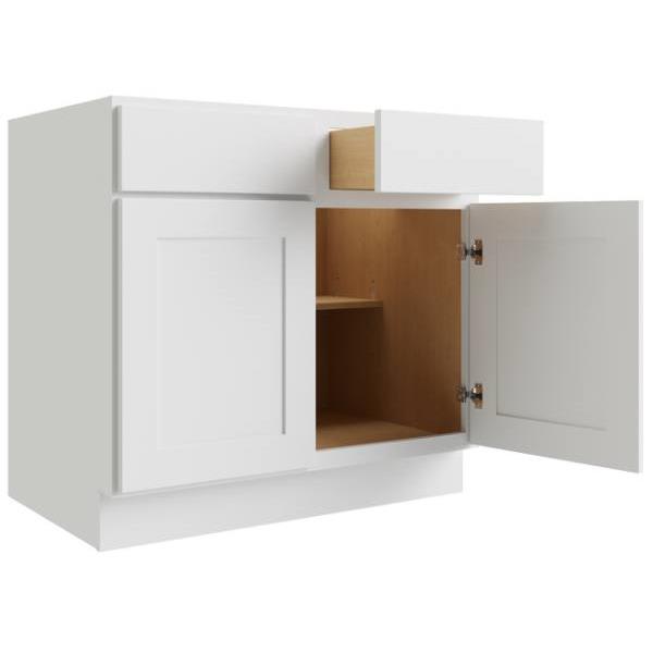 CNC Cabinetry 33"W X 34.5"H X 24"D 2 Drawer 2 Door Base Cabinet, Luxor White