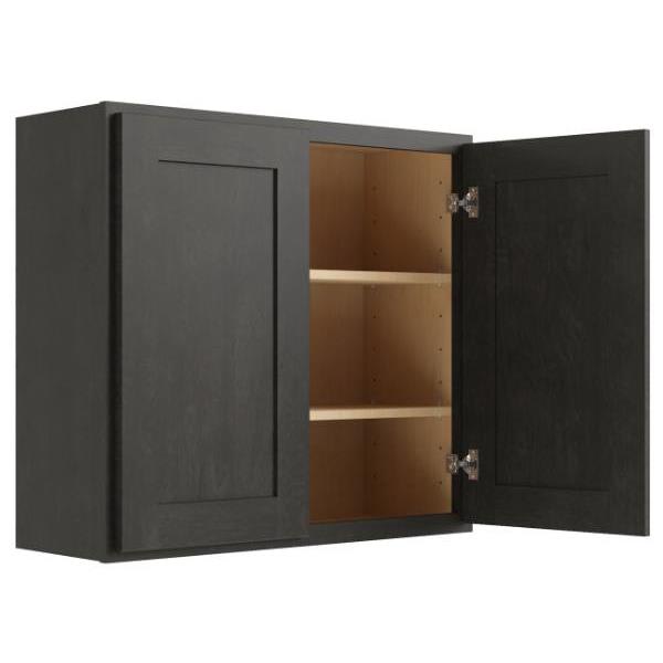 Cnc Cabinetry 24" W X 30" H 2 Door Wall Cabinet, Luxor Smoky Grey