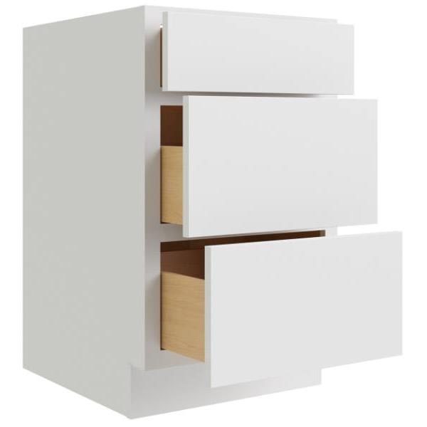 Cnc Cabinetry 15" W 3 Drawer Base Cabinet, Luxor White