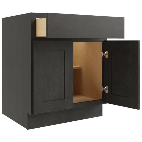 Cnc Cabinetry 24" W 1 Drawer 2 Door Base Cabinet, Luxor Smoky Grey