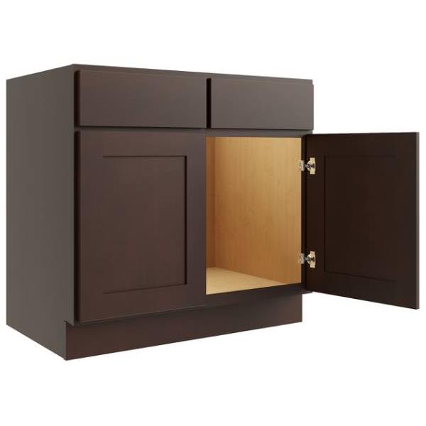 Cnc Cabinetry 36" W Sink Base Cabinet, Luxor Espresso