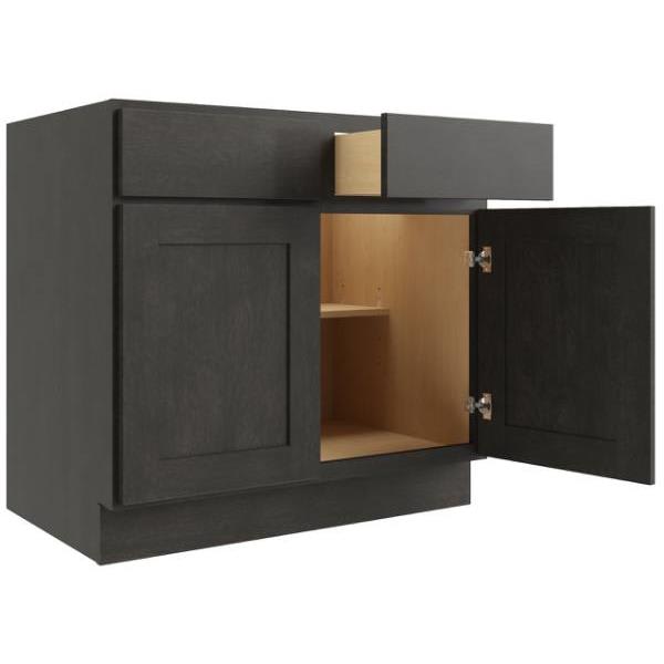 Cnc Cabinetry 33" W 2 Drawer 2 Door Base Cabinet, Luxor Smoky Grey