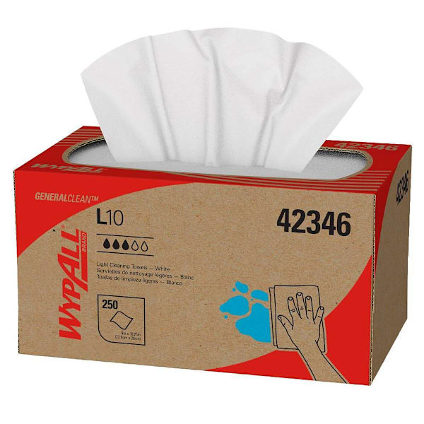Wypall L10 Dispenseros Towels Lightwght White Package Of 24