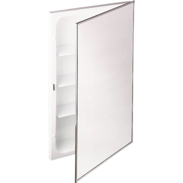 16W X 26"H Recessed Mirrored Medicine Cabinet With Steel Body And Shelves