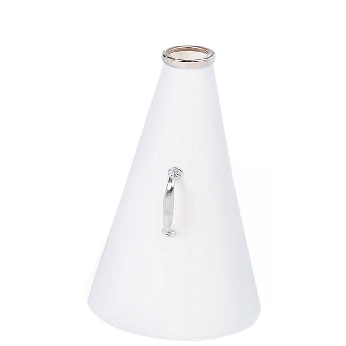 19 Inch Plastic Megaphone With Plated Metal Mouthpiece and Handle - White