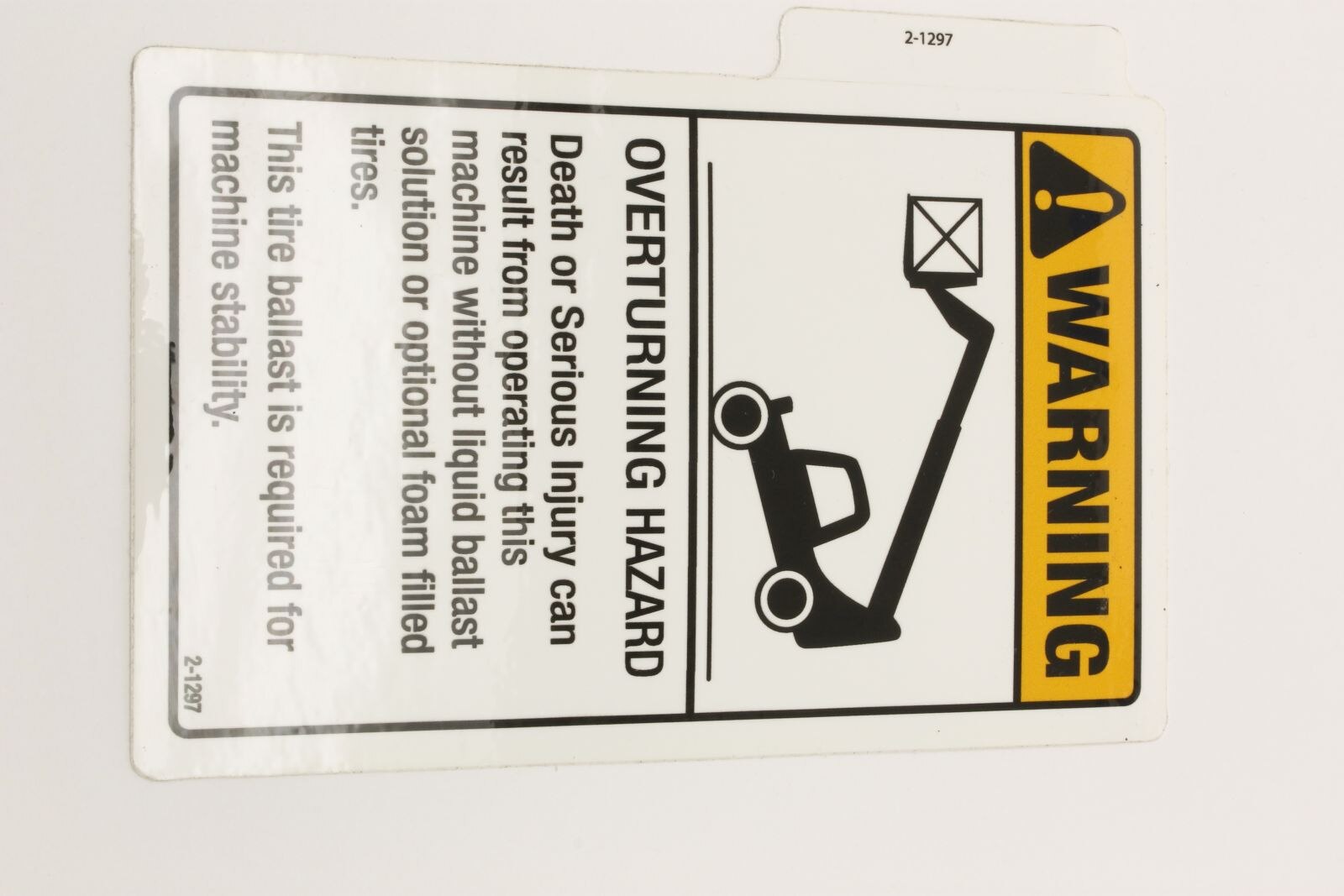 Genie Part # 2-1297GT – Decal, Overturning Hazard, TIR