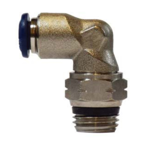 Midland Industries 20082N 90° Push-to-Connect Swivel Male Elbow, 1/4 in. PTC x 1/4 in. Male Global Thread, Brass & Nickel-Plated
