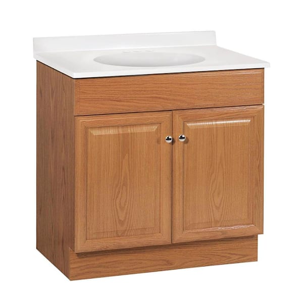 Seasons 30 in. W X 18 in. D X 35 in. H Bathroom Vanity Cabinet With Top, Oak