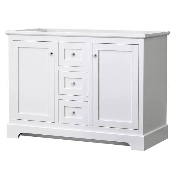 Wyndham Avery 48" White Double Vanity, No Top, No Sinks