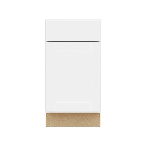 Hampton Bay Shaker 18 in. W x 24 in. D x 34.5 in. H Assembled Base Cabinet, Satin White