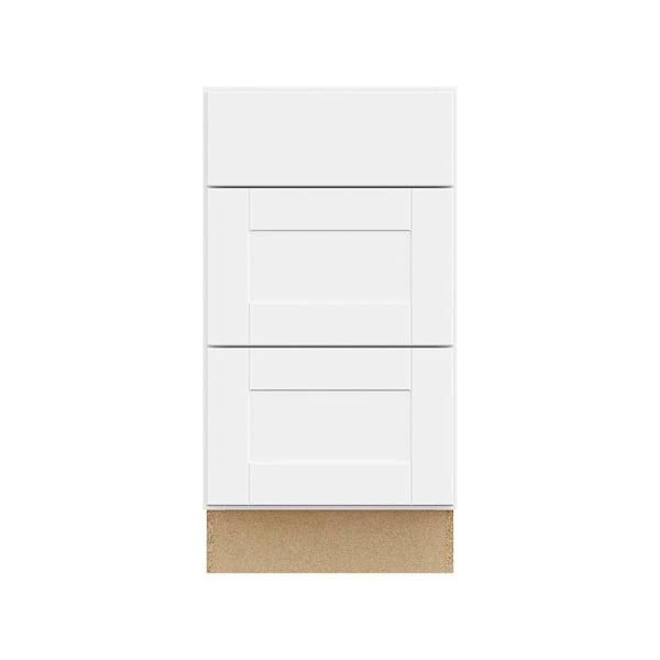 Hampton Bay Shaker 18 in. W x 24 in. D x 34.5 in. H Assembled Drawer Base Cabinet, Satin White