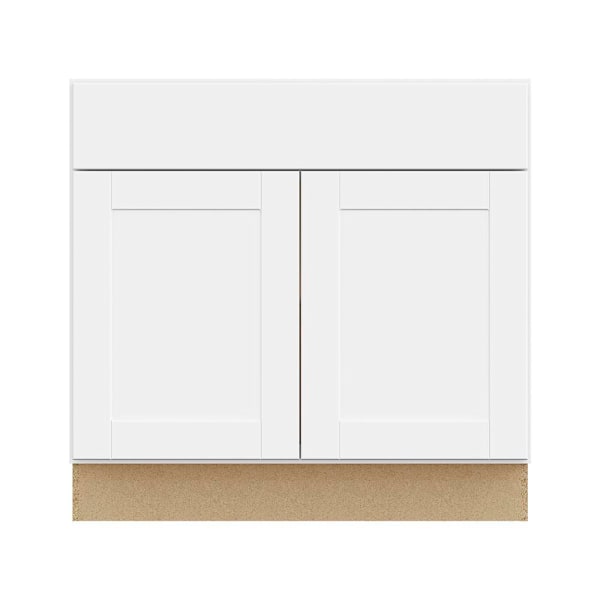 Hampton Bay Shaker 36 in. W x 24 in. D x 34.5 in. H Assembled Base Cabinet, Satin White