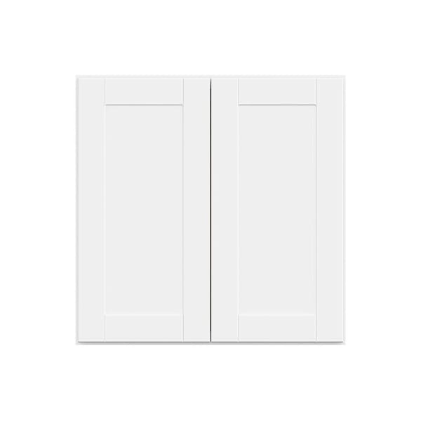 Hampton Bay Shaker 30 in. W x 12 in. D x 30 in. H Assembled Wall Cabinet, Satin White