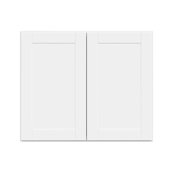 Hampton Bay Shaker 36 in. W x 12 in. D x 30 in. H Assembled Wall Cabinet, Satin White