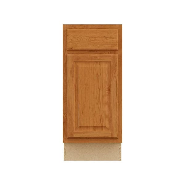 Hampton Bay 15 in. W x 24 in. D x 34.5 in. H Assembled Raised Panel Base Cabinet, Medium Oak