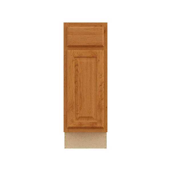 Hampton Bay 12 in. W x 24 in. D x 34.5 in. H Assembled Raised Panel Base Cabinet, Medium Oak