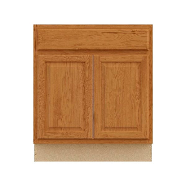 Hampton Bay 30 in. W x 24 in. D x 34.5 in. H Assembled Raised Panel Base Cabinet, Medium Oak