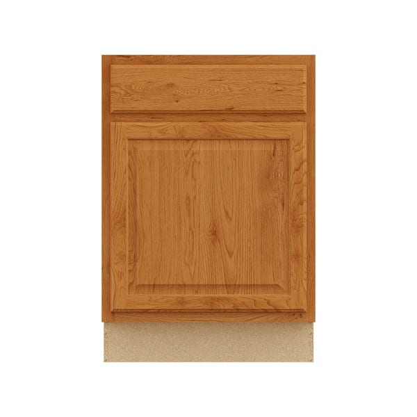 Hampton Bay 24 in. W x 24 in. D x 34.5 in. H Assembled Raised Panel Base Cabinet, Medium Oak