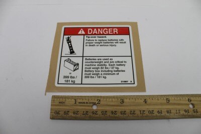 Genie Part # 214867GT – Decal, Batt. Tray/Weight
