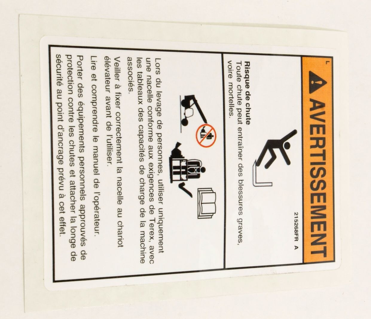 Genie Part # 215268FRGT – Decal, Fall Hazard
