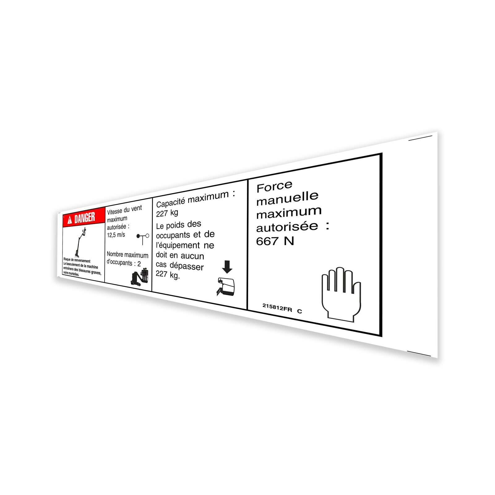 Genie Part # 215812FRGT – Decal, Tip Over Hazard