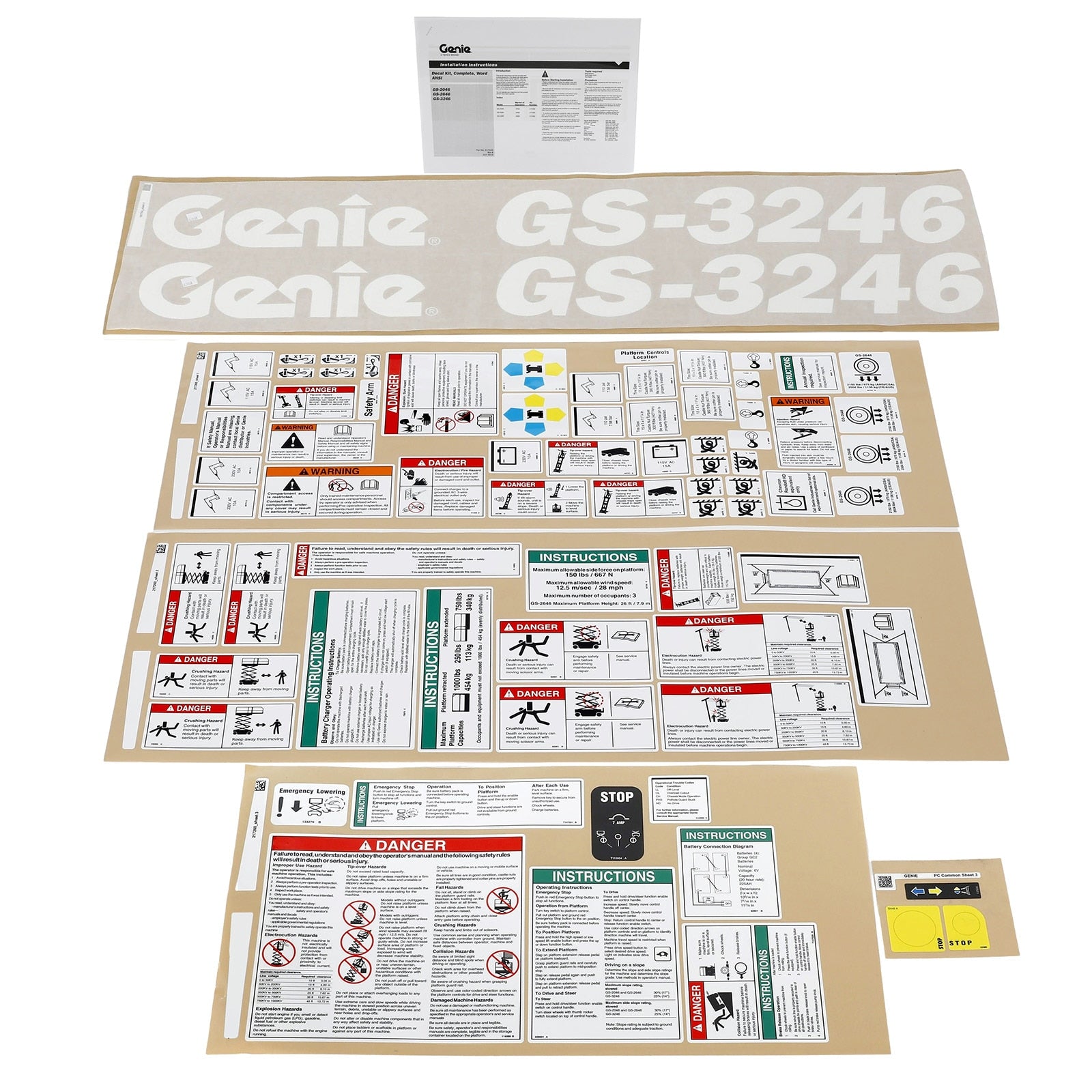 Genie Part # 217262GT – Decal Kit