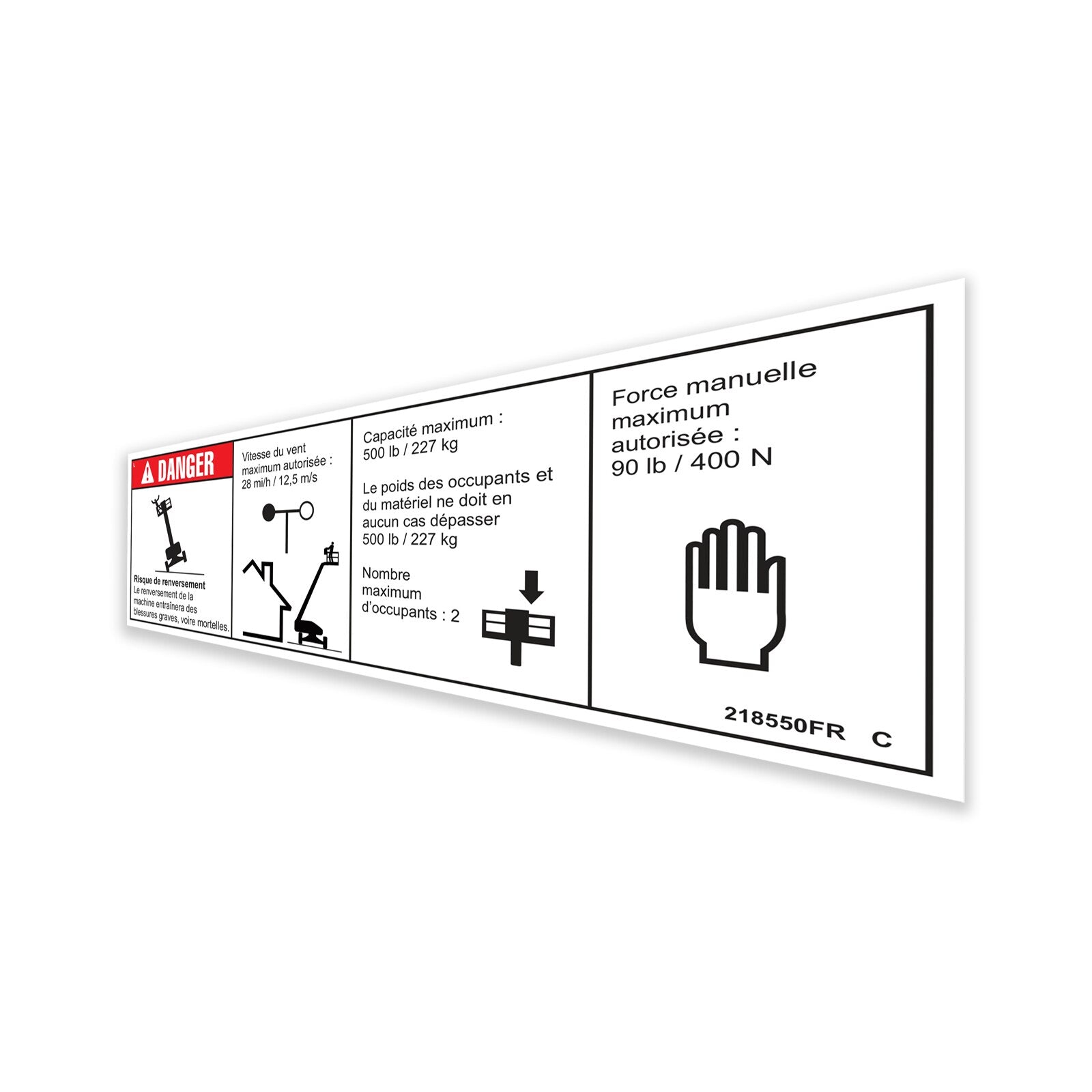 Genie Part # 218550FRGT – Decal, Danger, Cap, Aus Word