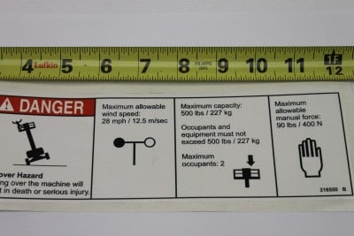 Genie Part # 218550GT – Decal, Danger, Cap, Aus Word