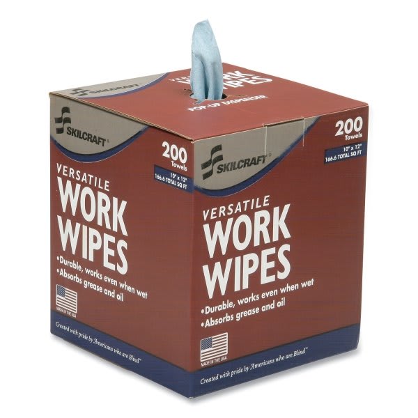Skilcraft Industrial Work Wipes 12 X 10 Blue