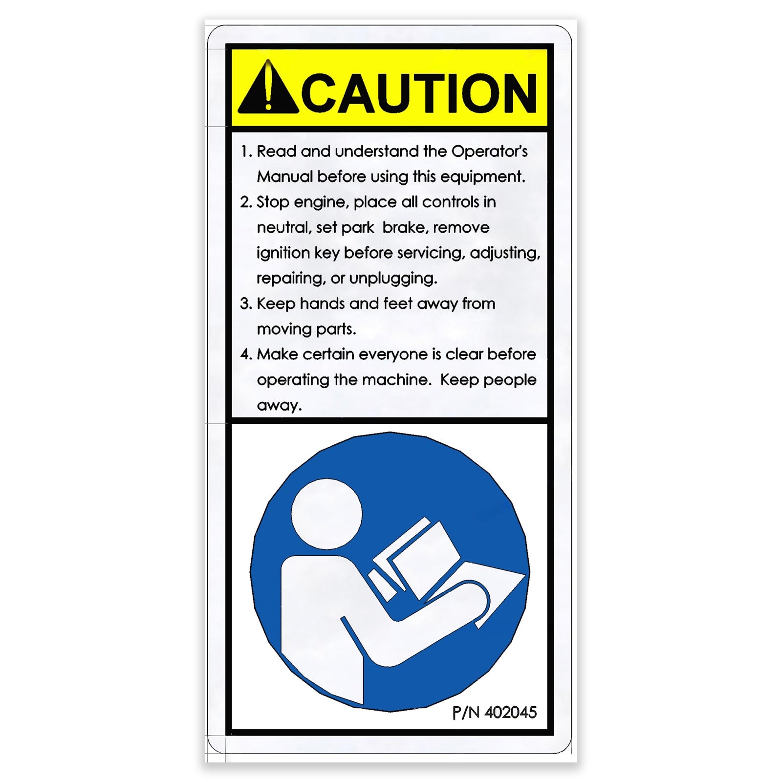 Genie Part # 226943GT – Decal, Caution, Read Inst