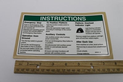 Genie Part # 227213GT – Decal, Oper Inst, Dc