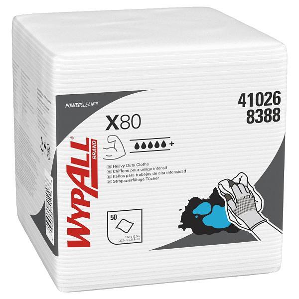 Wypall X80 Hydroknit 1/4 Fold Cloths Carton Of 4