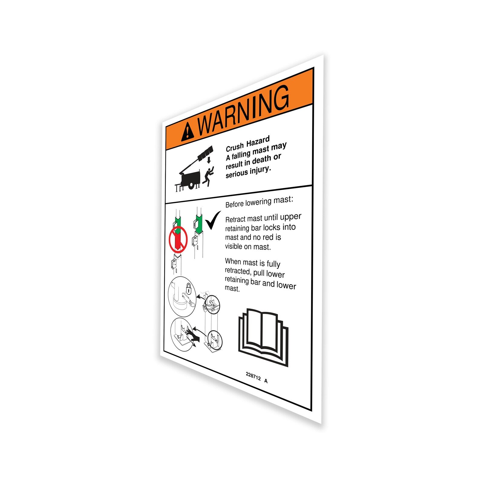 Genie Part # 228712GT – Decal, Warning, Crush Hazard, Mast
