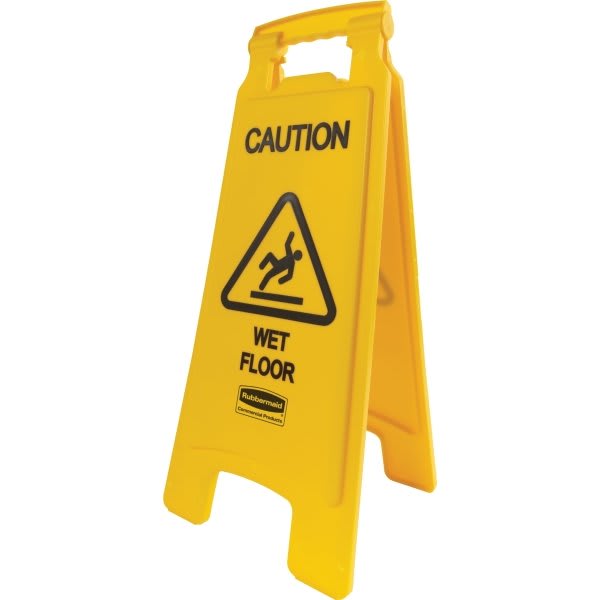 Rubbermaid Commercial 26 in. Safety/Caution Sign, Wet Floor, 2-Sided, Yellow, 6-pack