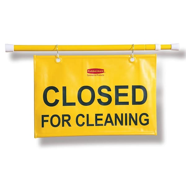 Rubbermaid Commercial Hanging Doorway Safety Sign, Closed for Cleaning, Yellow, 6-pack