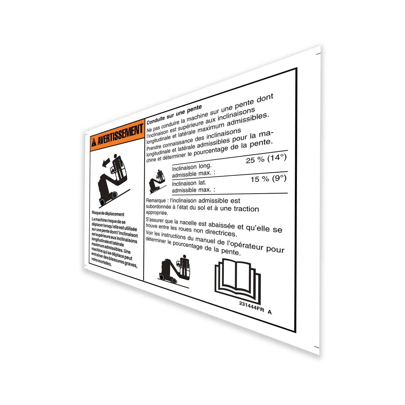 Genie Part # 231444FRGT – Decal, Danger, Runaway Haz