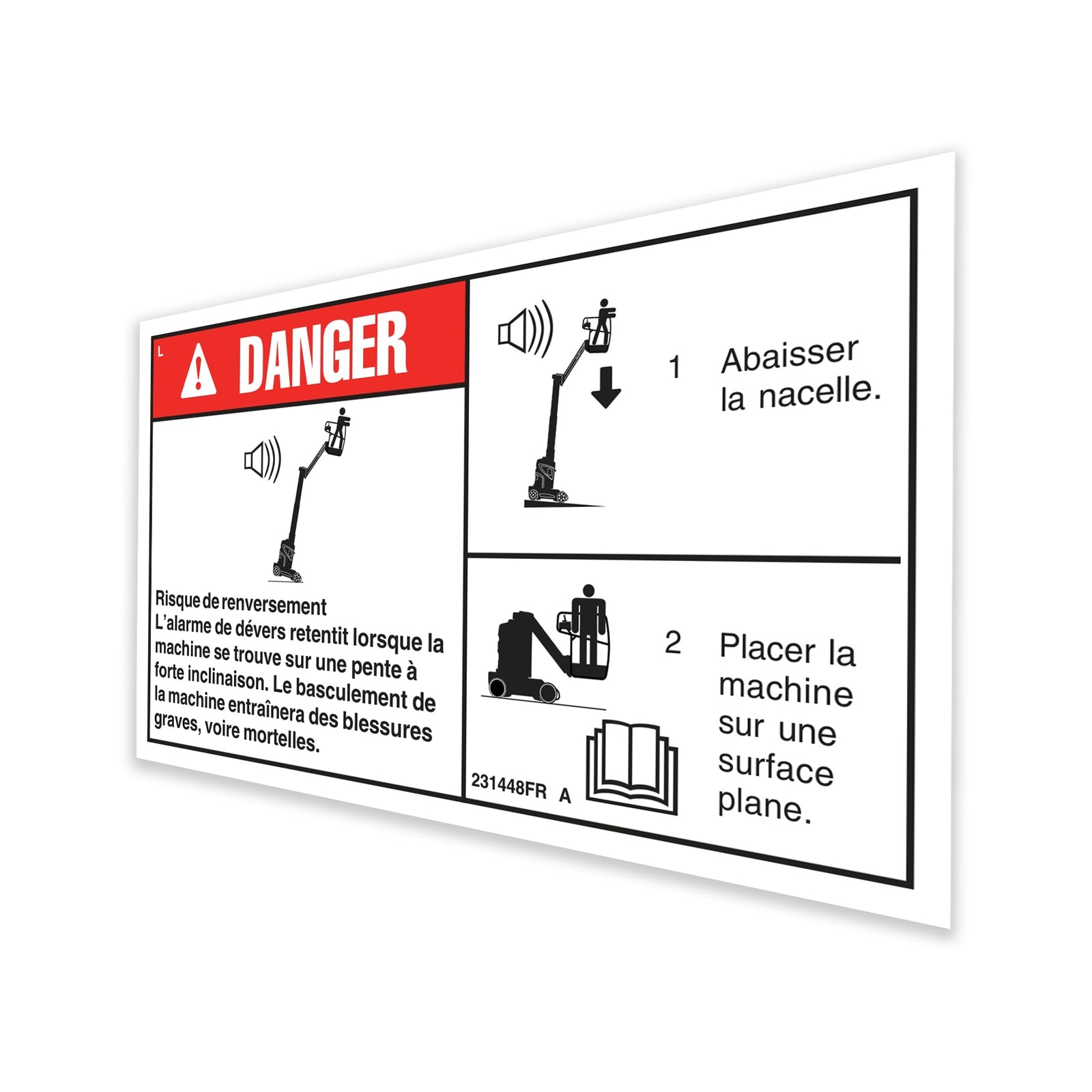 Genie Part # 231448FRGT – Decal, Danger, Tipover Tilt Alarm