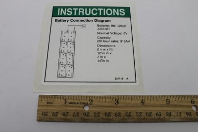Genie Part # 237118GT – Decal, Batt Conn Diagram