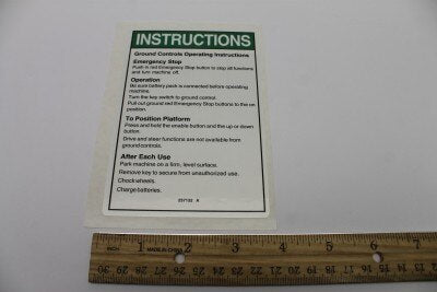 Genie Part # 237132GT – Decal, Grnd Ops Instruct, GS69DC