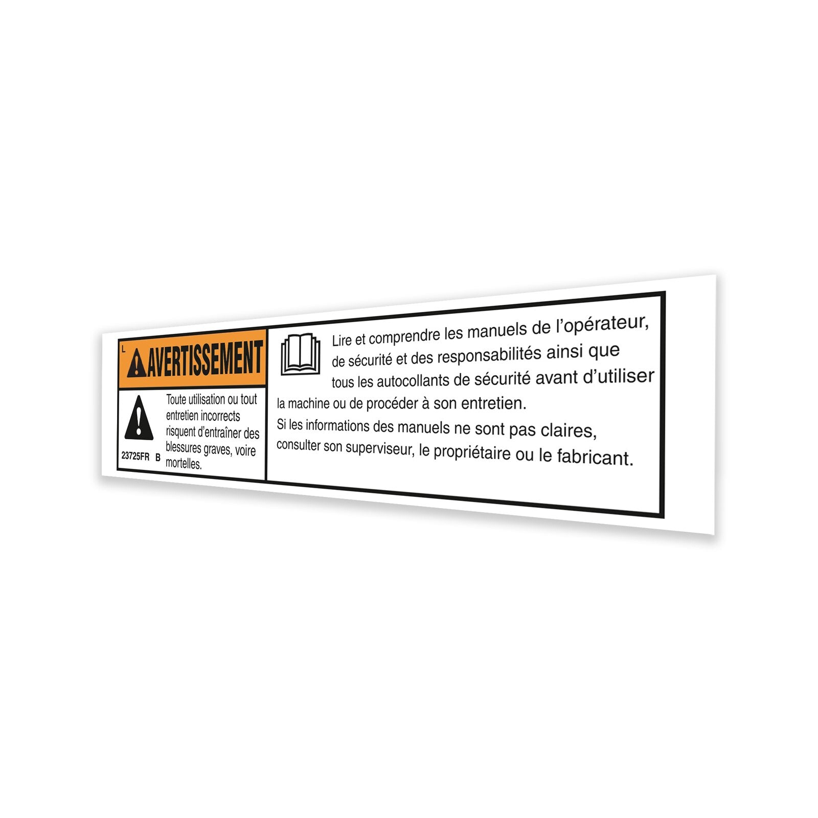 Genie Part # 23725FRGT – Decal,Danger,Fail.Read,1.5X5