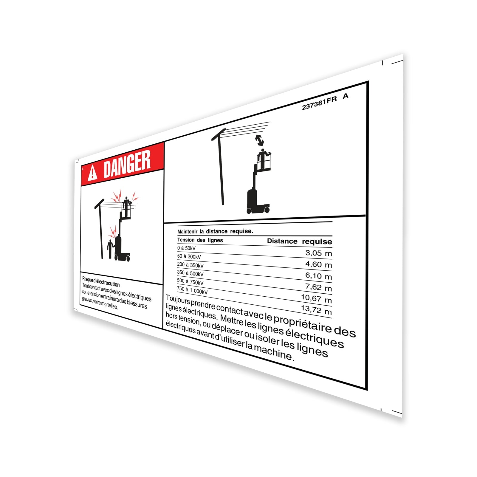 Genie Part # 237381FRGT – Decal, Danger, Electrocution