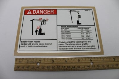 Genie Part # 237381GT – Decal, Danger, Electrocution