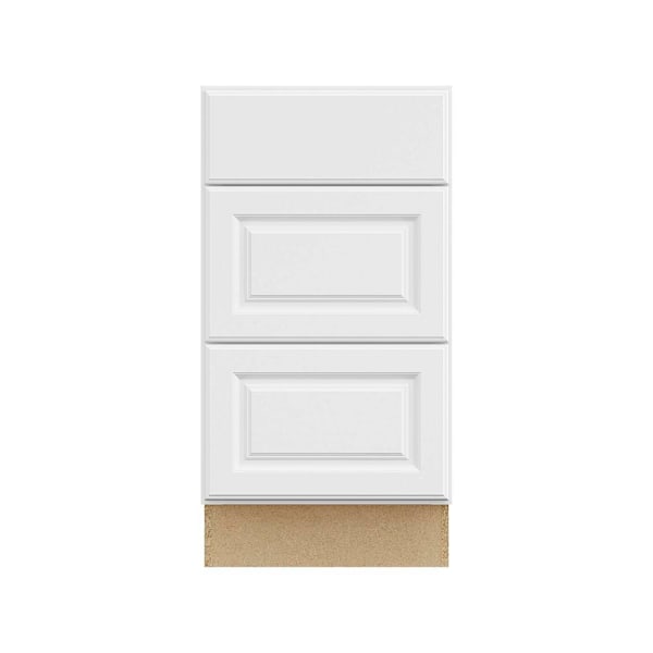 Hampton Bay 18 in. W x 24 in. D x 34.5 in. H Assembled Raised Panel Drawer Base Cabinet, Satin White