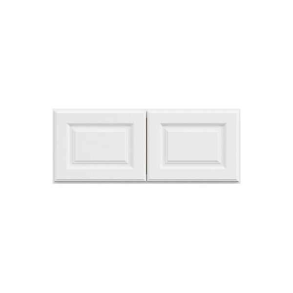 Hampton Bay 30 in. W x 12 in. D x 12 in. H Assembled Raised Panel Wall Bridge Cabinet, Satin White