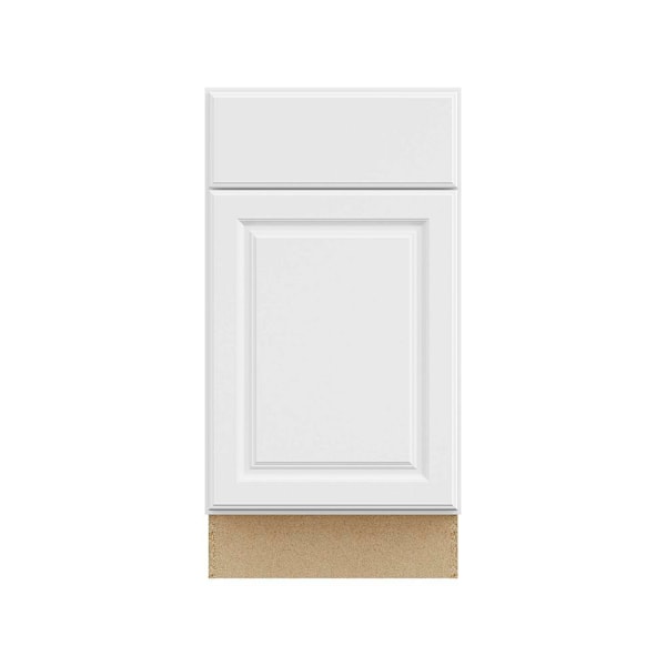 Hampton Bay 18 in. W x 24 in. D x 34.5 in. H Assembled Raised Panel Base Cabinet, Satin White
